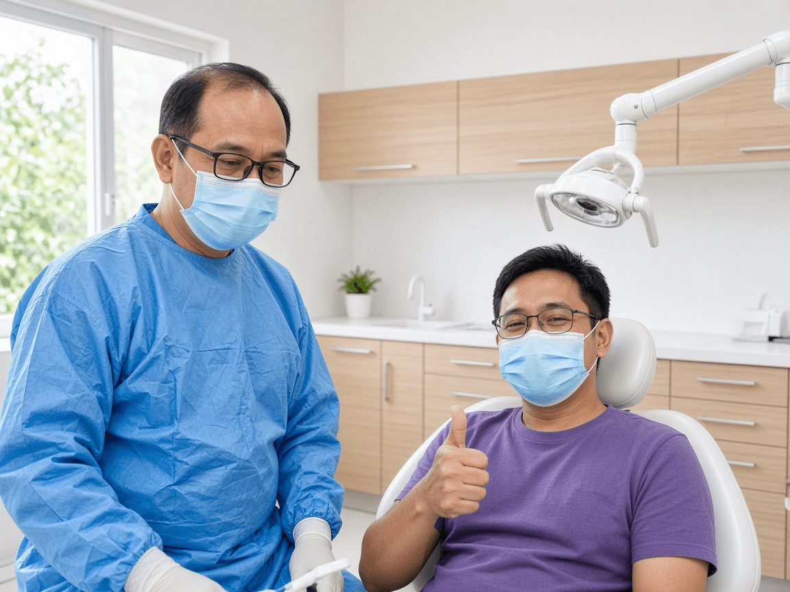 Dr Ridhwan bersama pesakit di Klinik Pergigian Dinar